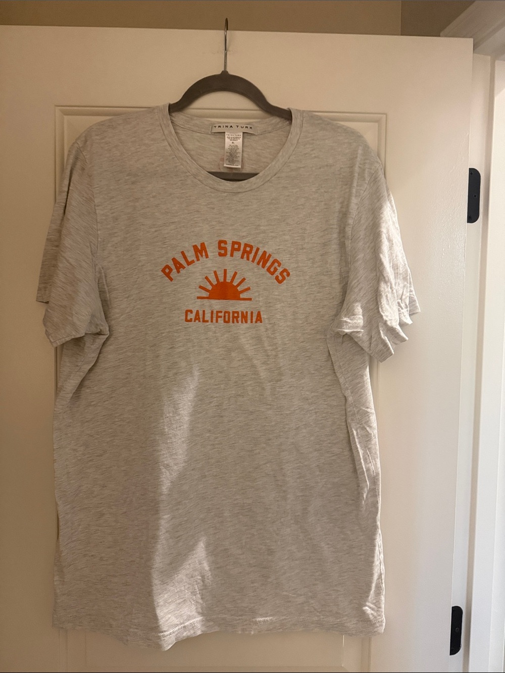 Trina Turk Light Gray Short-Sleeve Tee with Orange Palm Springs Graphic